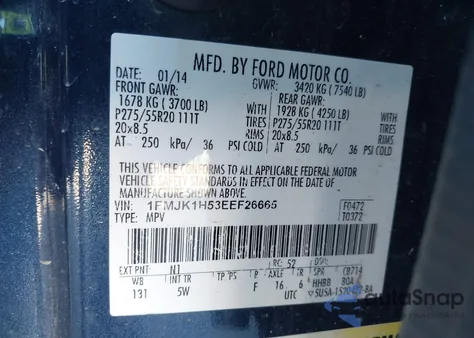 2014 Ford Expedition El King Ranch z USA, uszkodzony, nr VIN 1FMJK1H53EEF26665